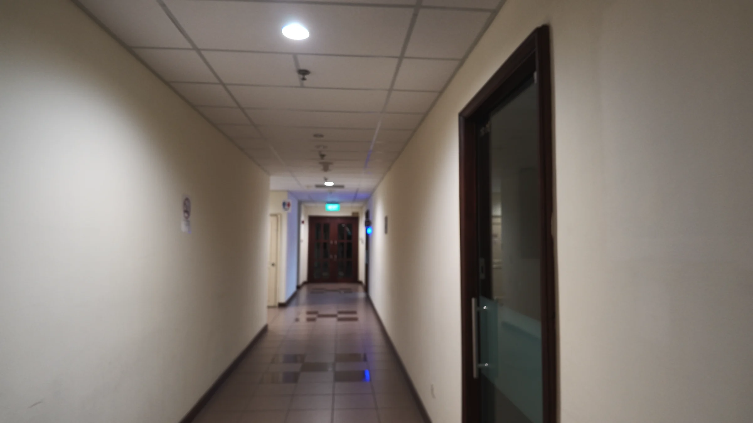 The quiet level 3 corridor at Balmoral Plaza, leading to the dark wood door of unit #03-07